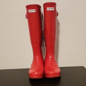 Hunter Gloss Tall Rain Boots - Red